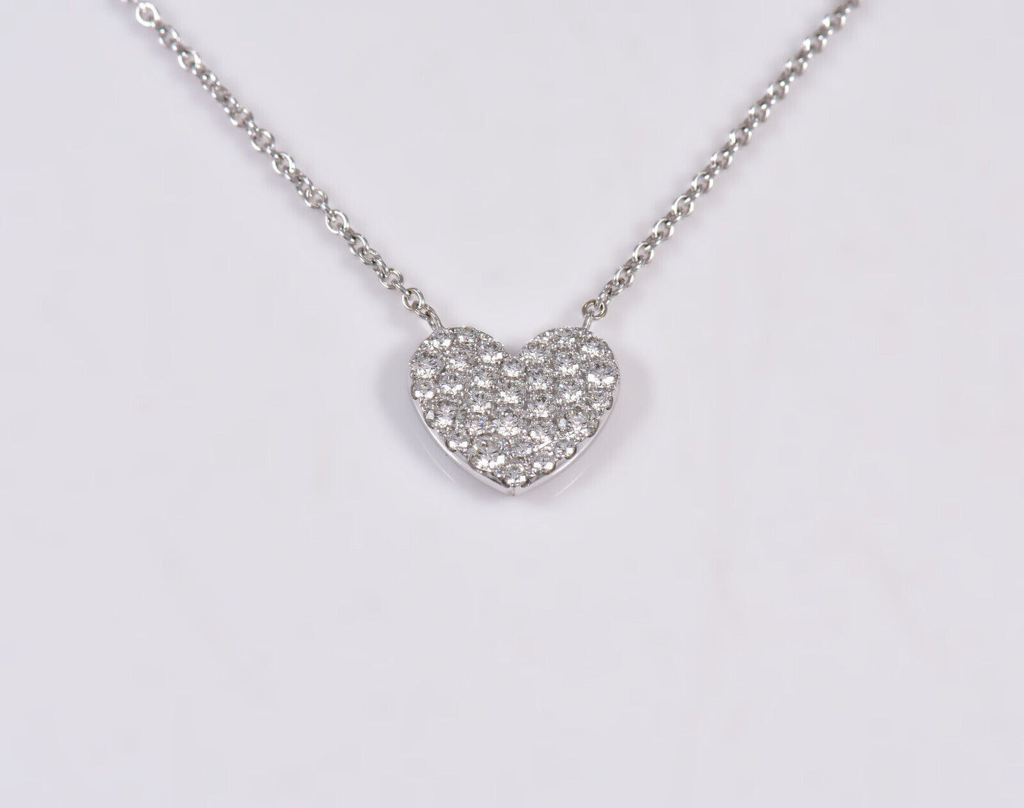 Tiffany & Co Diamond 18K White Gold Large Metro Heart Pendant Necklace Pave Rare