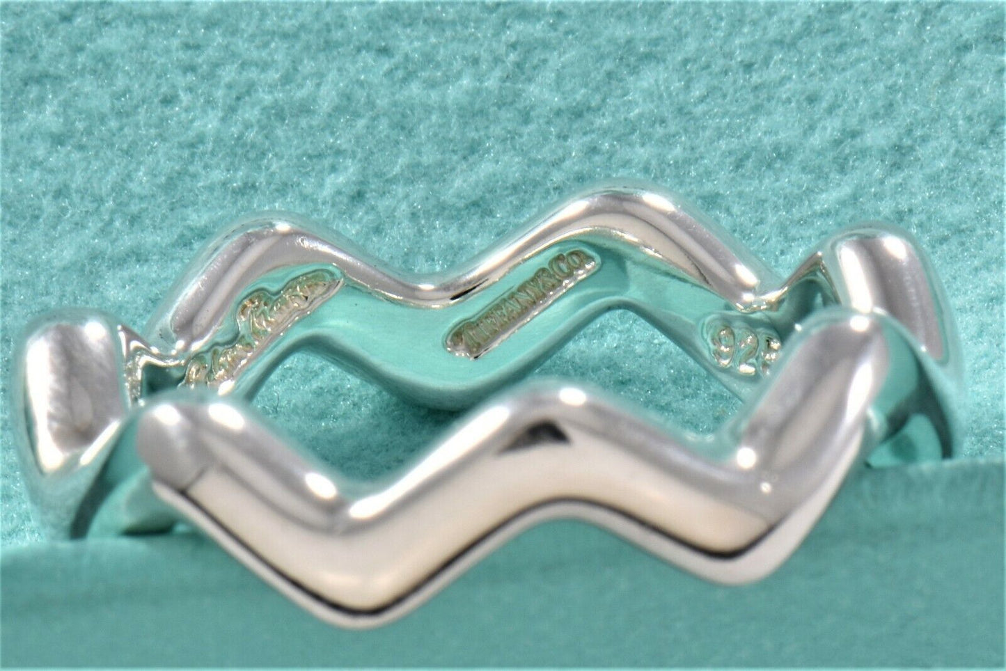 Tiffany & Co Sterling Silver Paloma Picasso Zig Zag Band Sz 6 Modern Ring Pouch