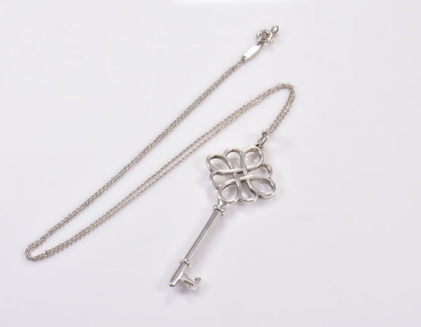 20.5" Tiffany & Co Silver XL 2.6" Large Garden Flower Knot Key Pendant Necklace