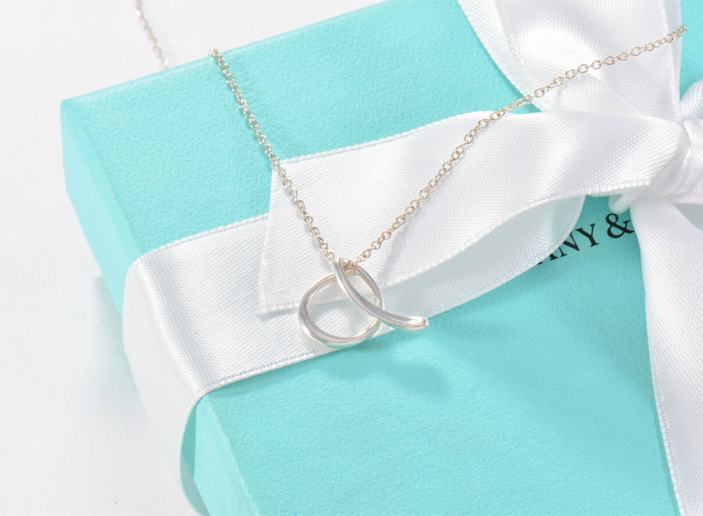 Tiffany & Co Silver Elsa Peretti Large Alphabet Letter A Necklace in Box Pouch