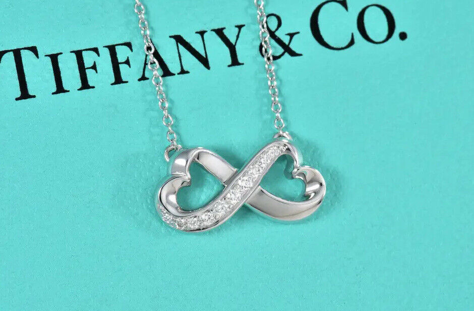 Tiffany & Co Diamond 18K White Gold Picasso Infinity Loving Heart 17" Necklace