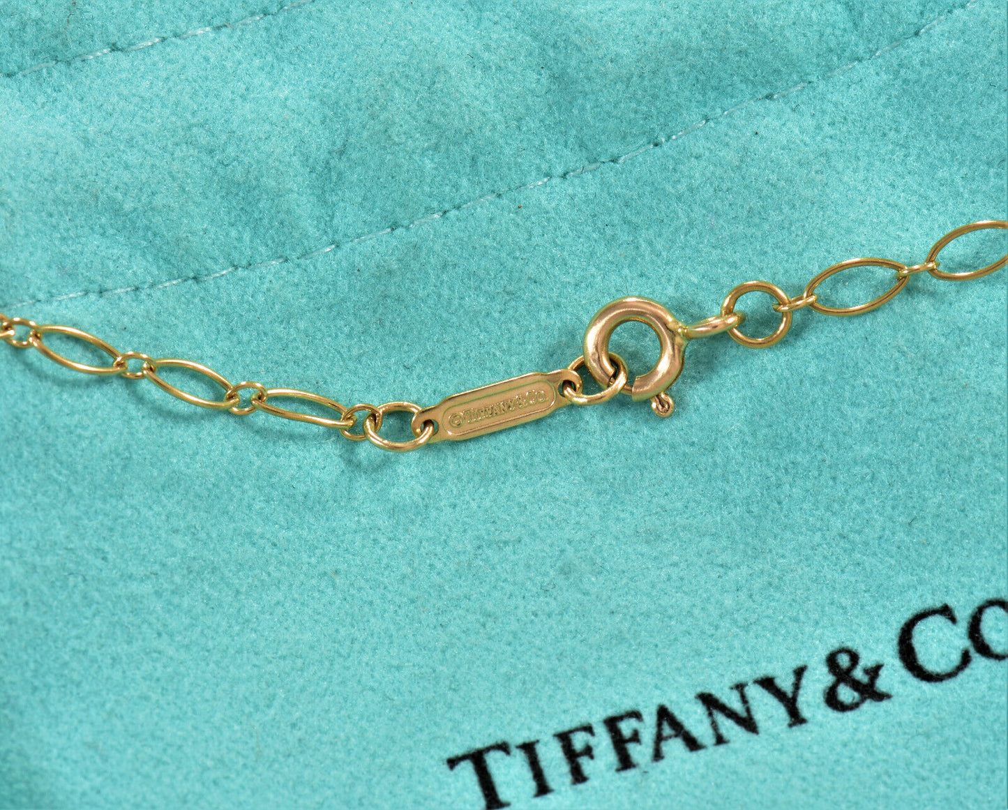 Tiffany & Co 18K Yellow Gold Oval Link Chain 24.25" Necklace For Pendant & Pouch