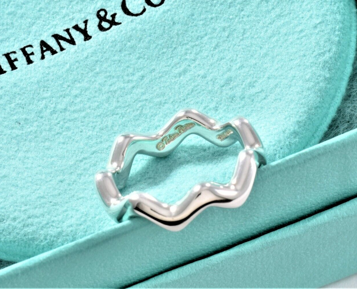 Tiffany & Co Sterling Silver Paloma Picasso Zig Zag Band Sz 6 Modern Ring Pouch