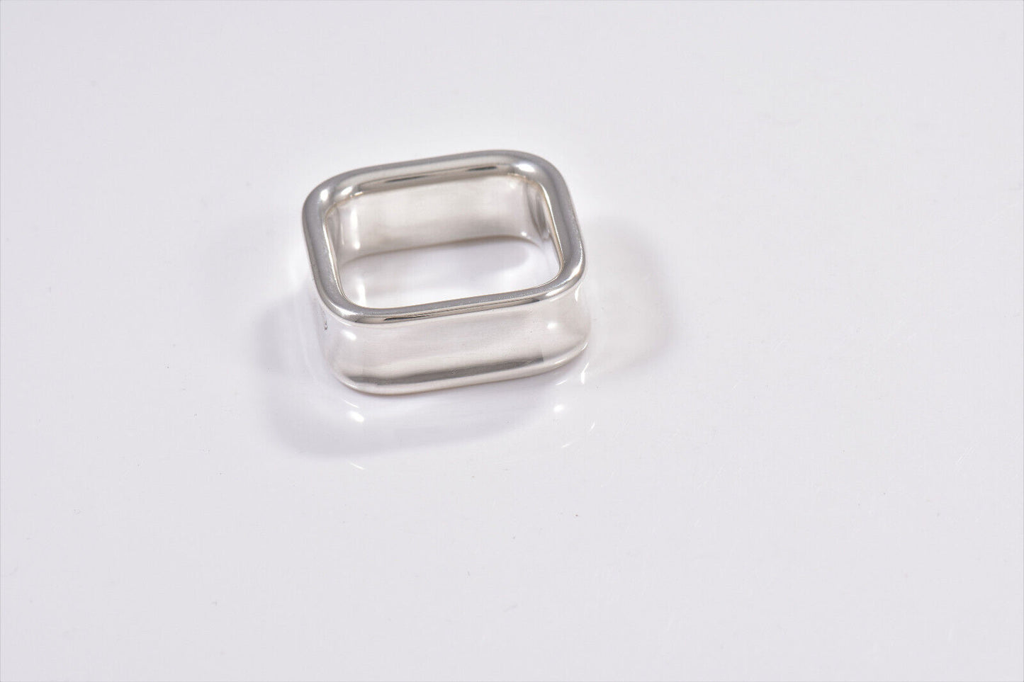 Tiffany & Co 1837 Sterling Silver Square Wide Band Ring Size 5.5 and Pouch Rare