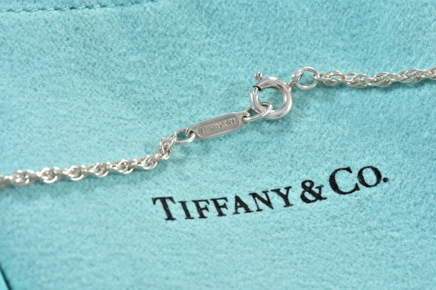 Vintage Tiffany & Co Silver Gold Heart Rope 19" Necklace in Pouch Rare Twist