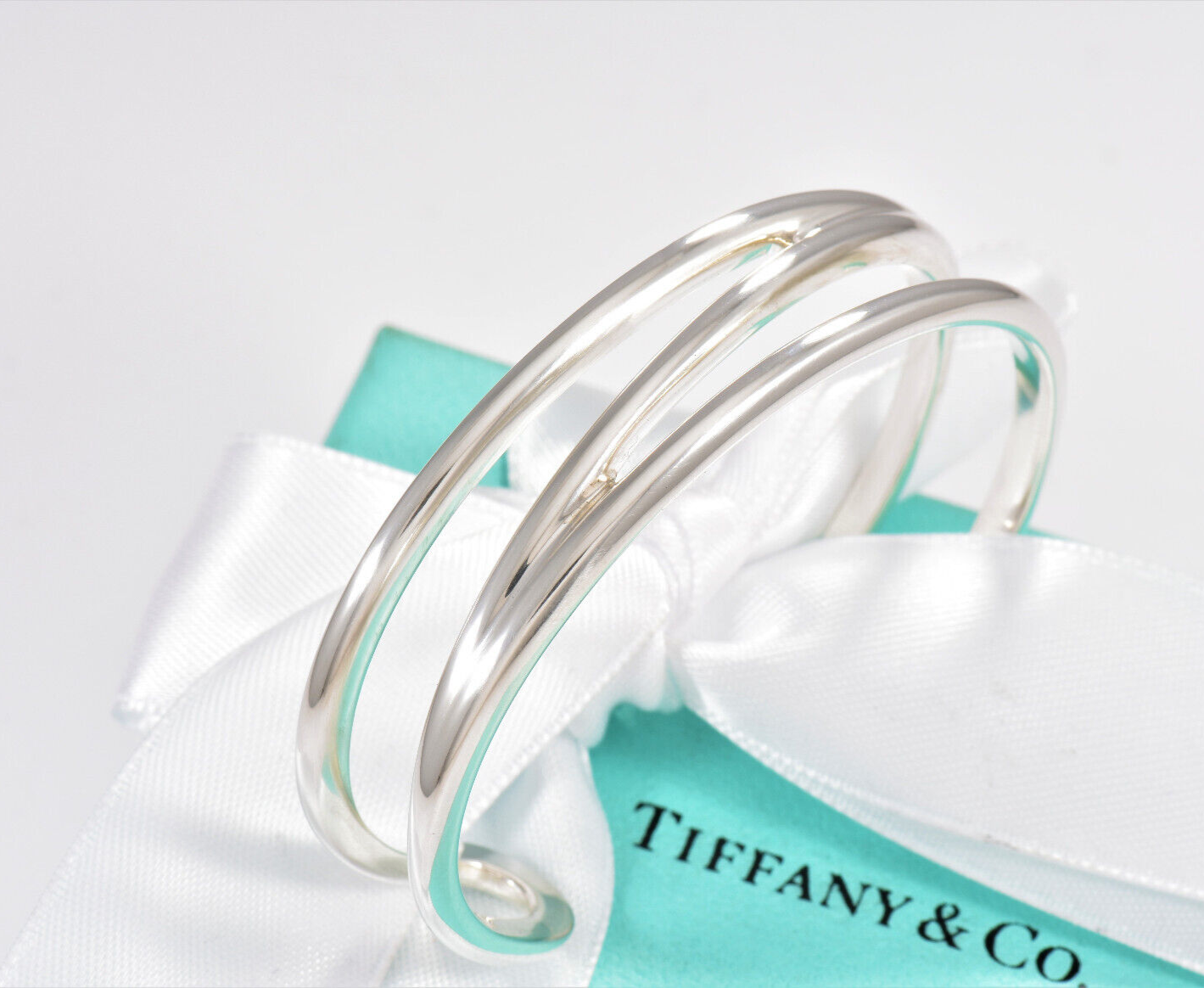 7.25" Tiffany & Co Silver Diagonal Open Weave Cuff Love Bracelet in Pouch