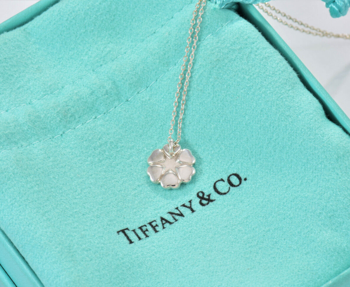 Tiffany & Co Silver Paloma Picasso Crown of Hearts Pendant 16" Necklace Cluster