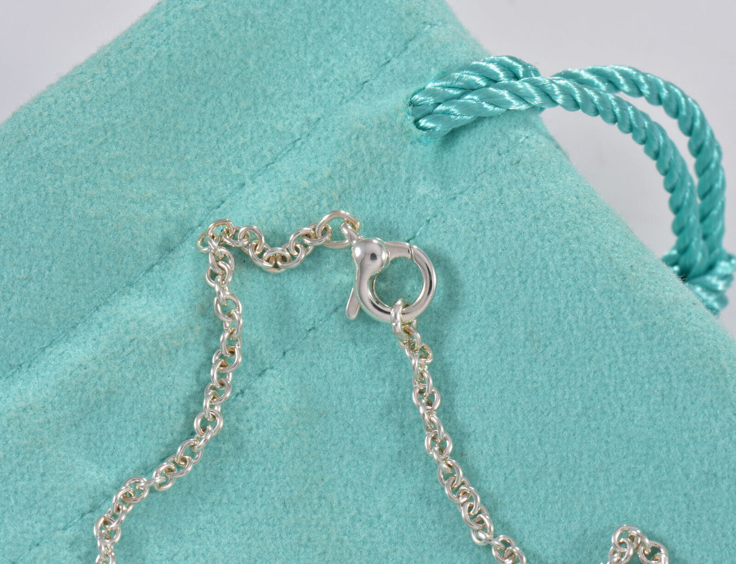 7" Please Return To Tiffany & Co Silver Full Heart Bracelet in Box Pouch Ribbon