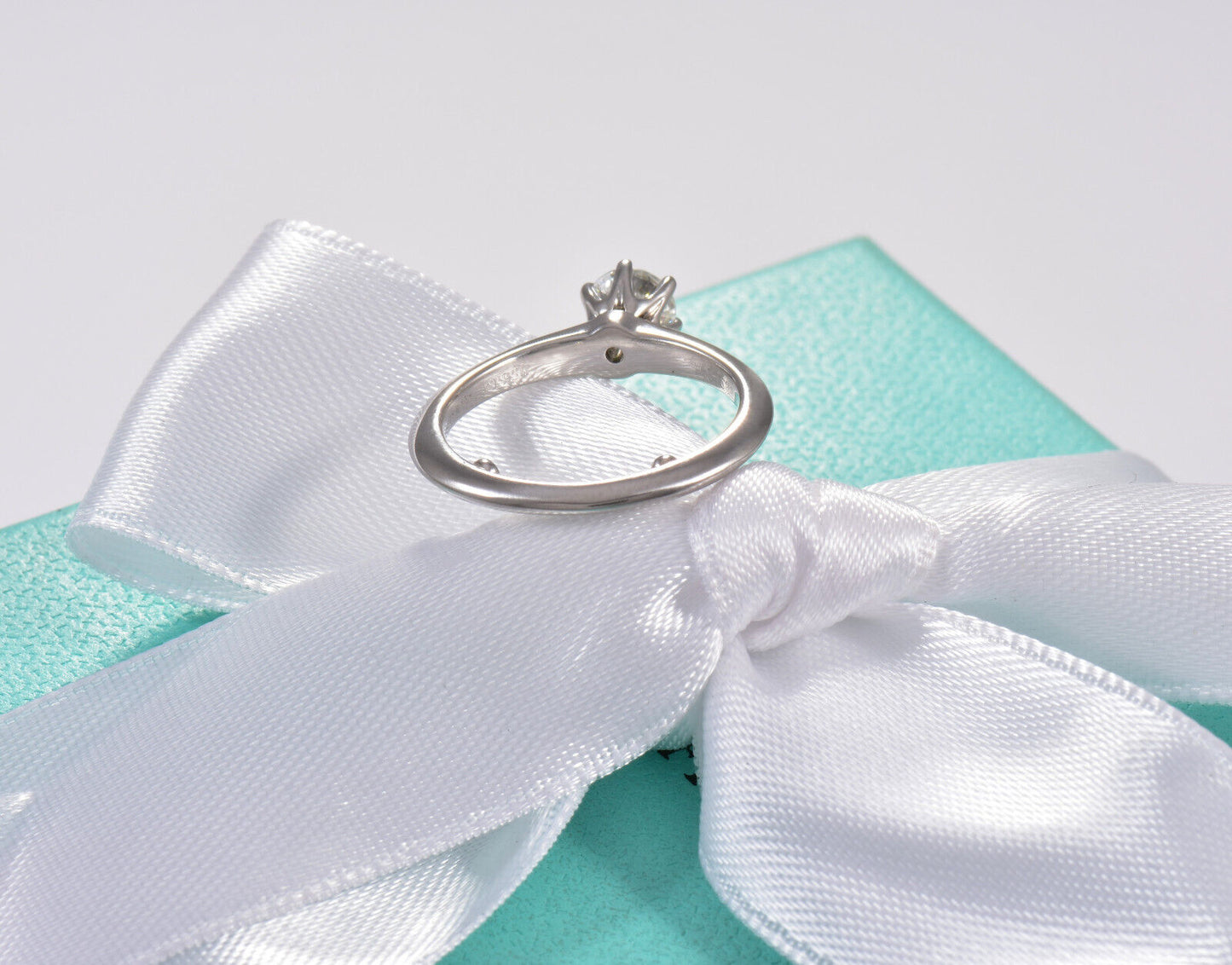 Tiffany & Co Platinum .45 ct Round Solitaire Diamond Ring Size 5 in Box Pouch