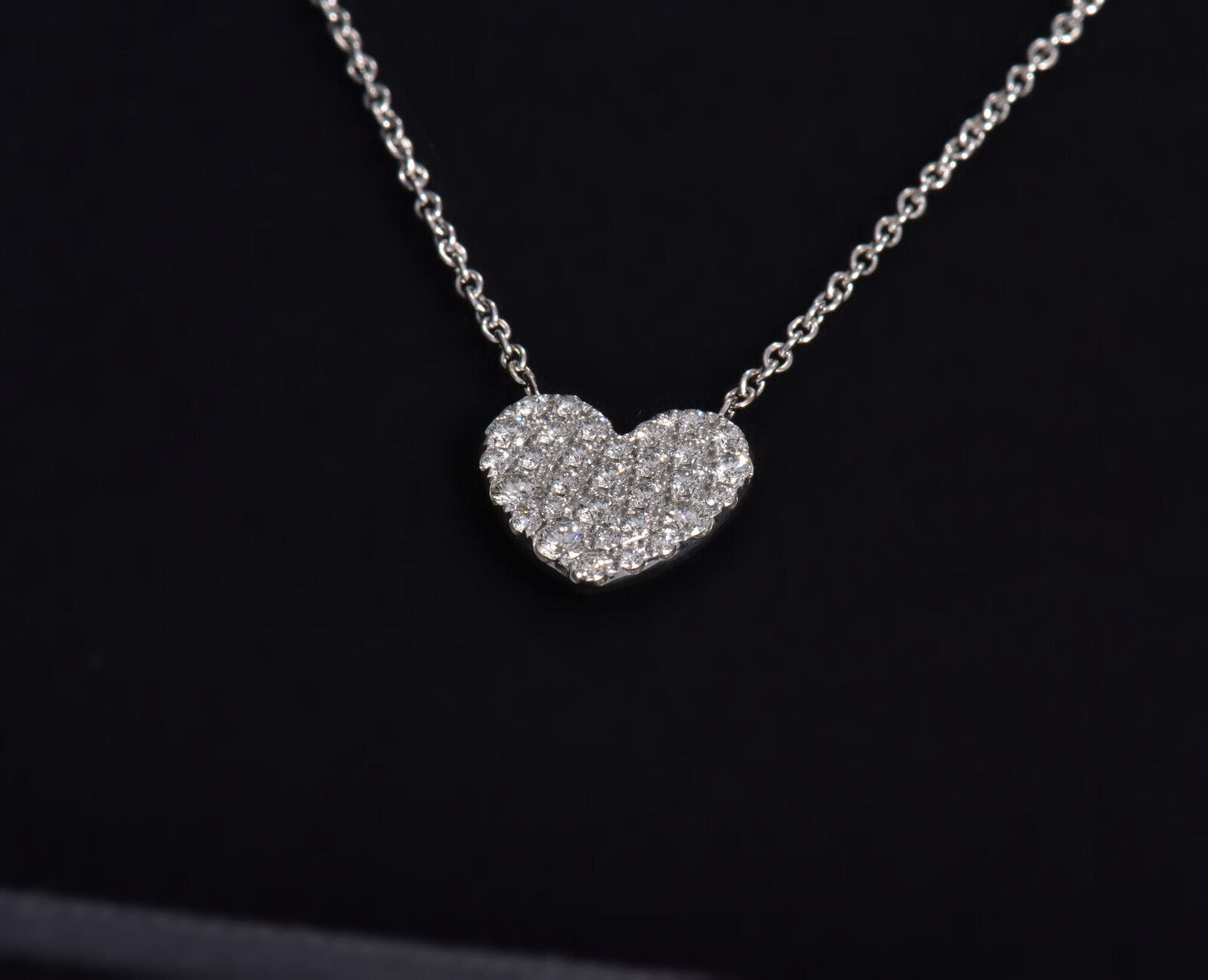 Tiffany & Co Diamond 18K White Gold Large Metro Heart Pendant Necklace Pave Rare