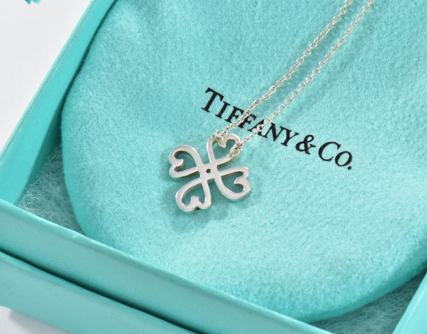 Tiffany & Co Diamond Silver Paloma Picasso Loving Heart Clover Pendant Necklace