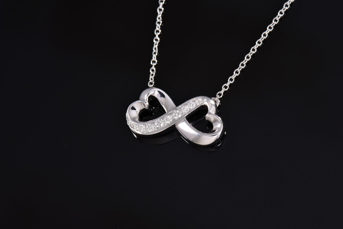 Tiffany & Co Diamond 18K White Gold Picasso Infinity Loving Heart 17" Necklace