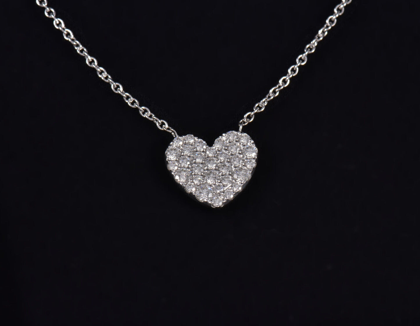 Tiffany & Co Diamond 18K White Gold Large Metro Heart Pendant Necklace Pave Rare