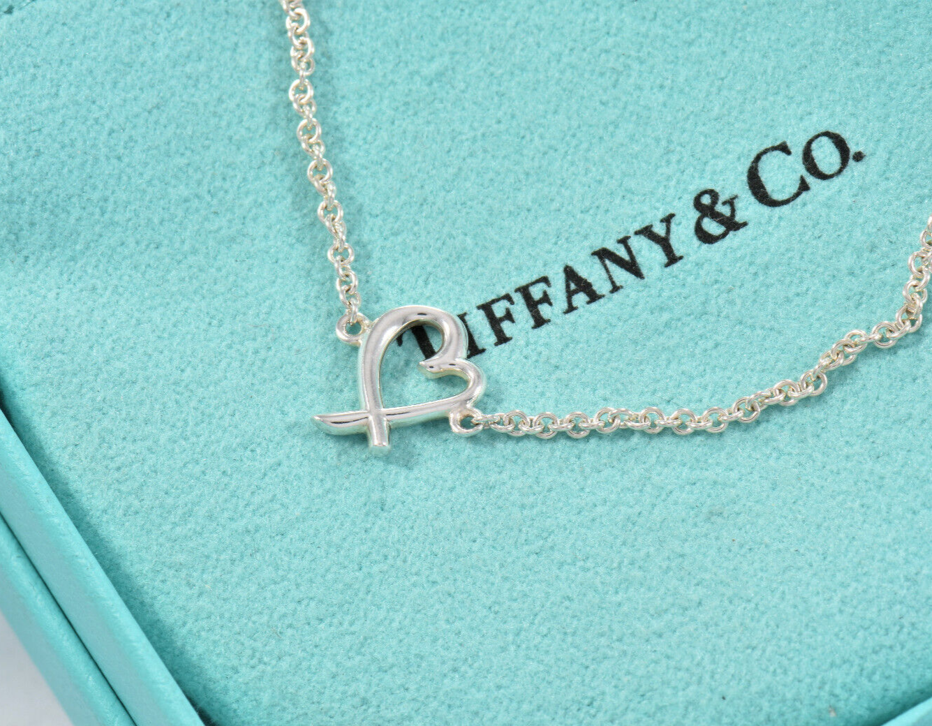 6.25" Tiffany & Co Silver Paloma Picasso Loving Heart Chain Bracelet in Pouch XS