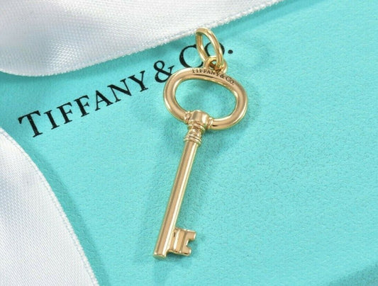 Tiffany & Co 18K Yellow Gold 1.5" Oval Key Charm Pendant for Necklace & Bracelet