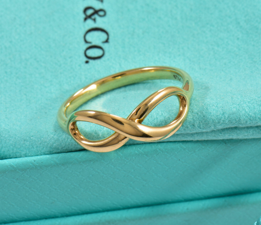 Tiffany & Co 18k Yellow Gold Open Infinity Ring Size 7 in Box Narrow Band Rare