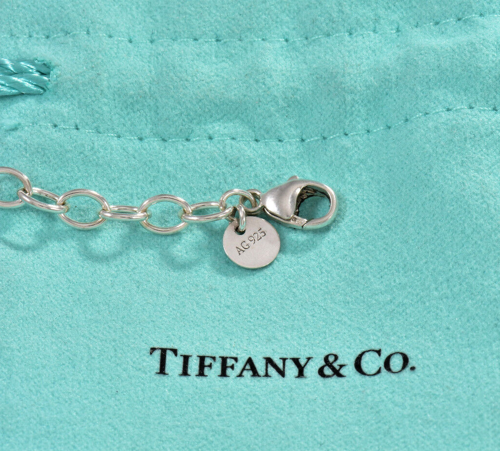 7.45" Tiffany & Co Sterling Silver Infinity Chain Link Bracelet in Pouch Large