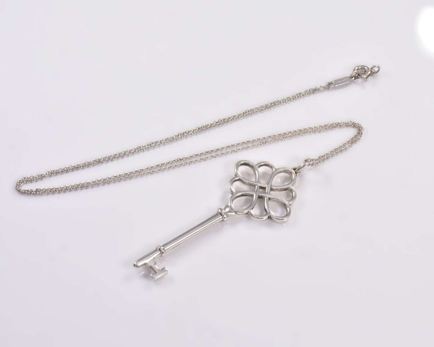 20.5" Tiffany & Co Silver XL 2.6" Large Garden Flower Knot Key Pendant Necklace