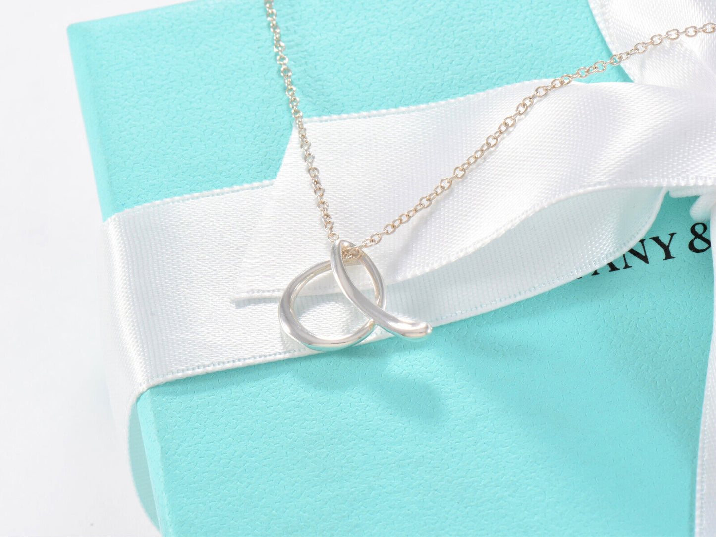 Tiffany & Co Silver Elsa Peretti Large Alphabet Letter A Necklace in Box Pouch