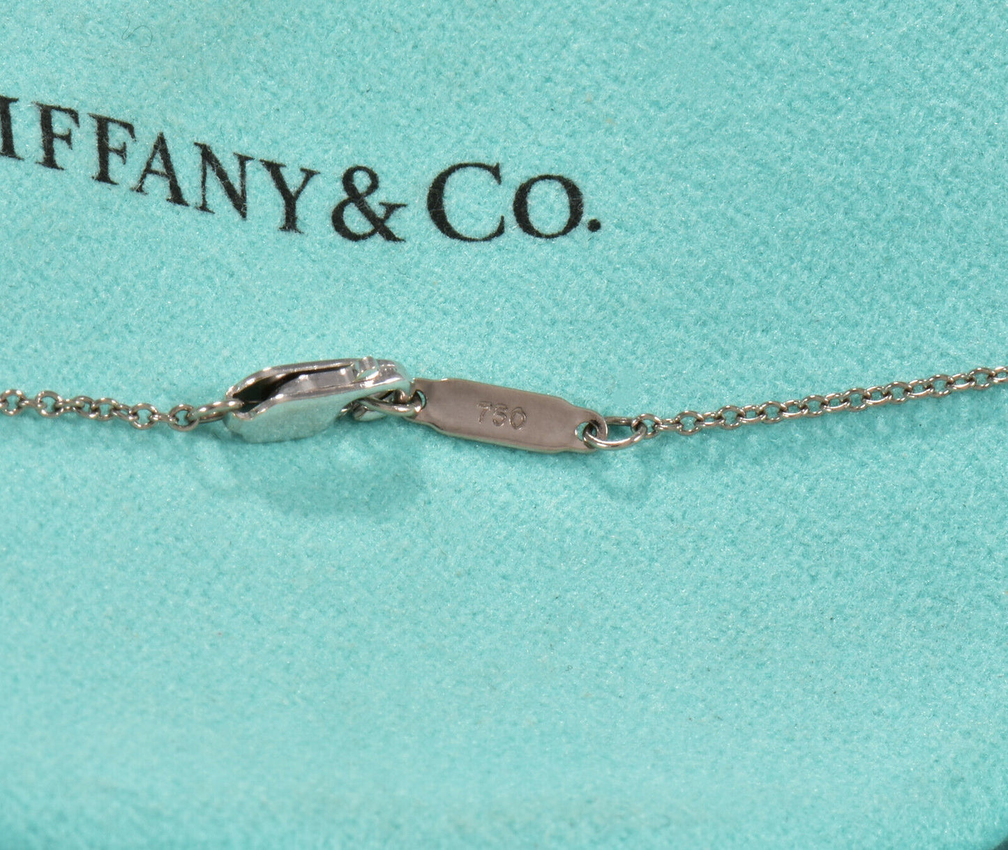 Tiffany & Co 18K Yellow White Gold Heart Drop Pendant Dangle Necklace in Box