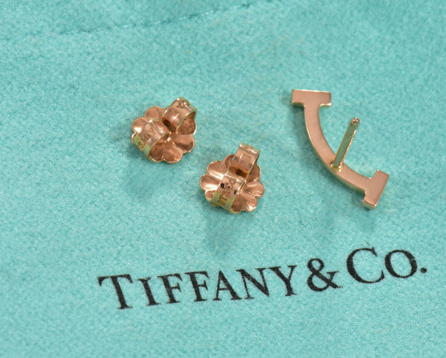 Tiffany & Co Diamond 18K Rose Gold Smile Earrings in Box Pouch Ribbon Studs Love