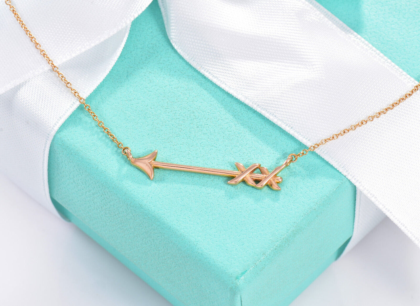 Tiffany & Co Paloma Picasso 18k Rose Gold Arrow Pendant 19" Necklace in Box Rare