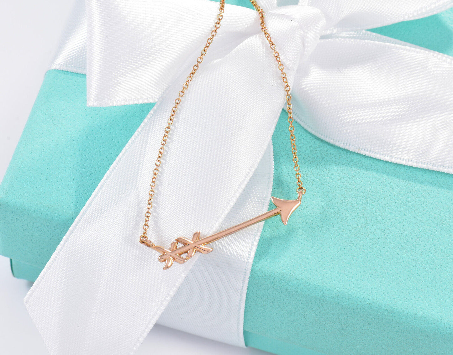 Tiffany & Co Paloma Picasso 18k Rose Gold Arrow Pendant 19" Necklace in Box Rare