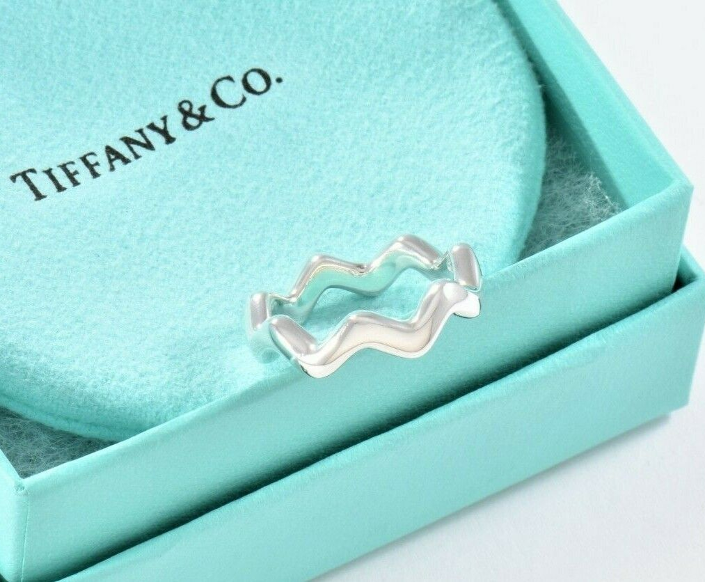 Tiffany & Co Sterling Silver Paloma Picasso Zig Zag Band Sz 6 Modern Ring Pouch