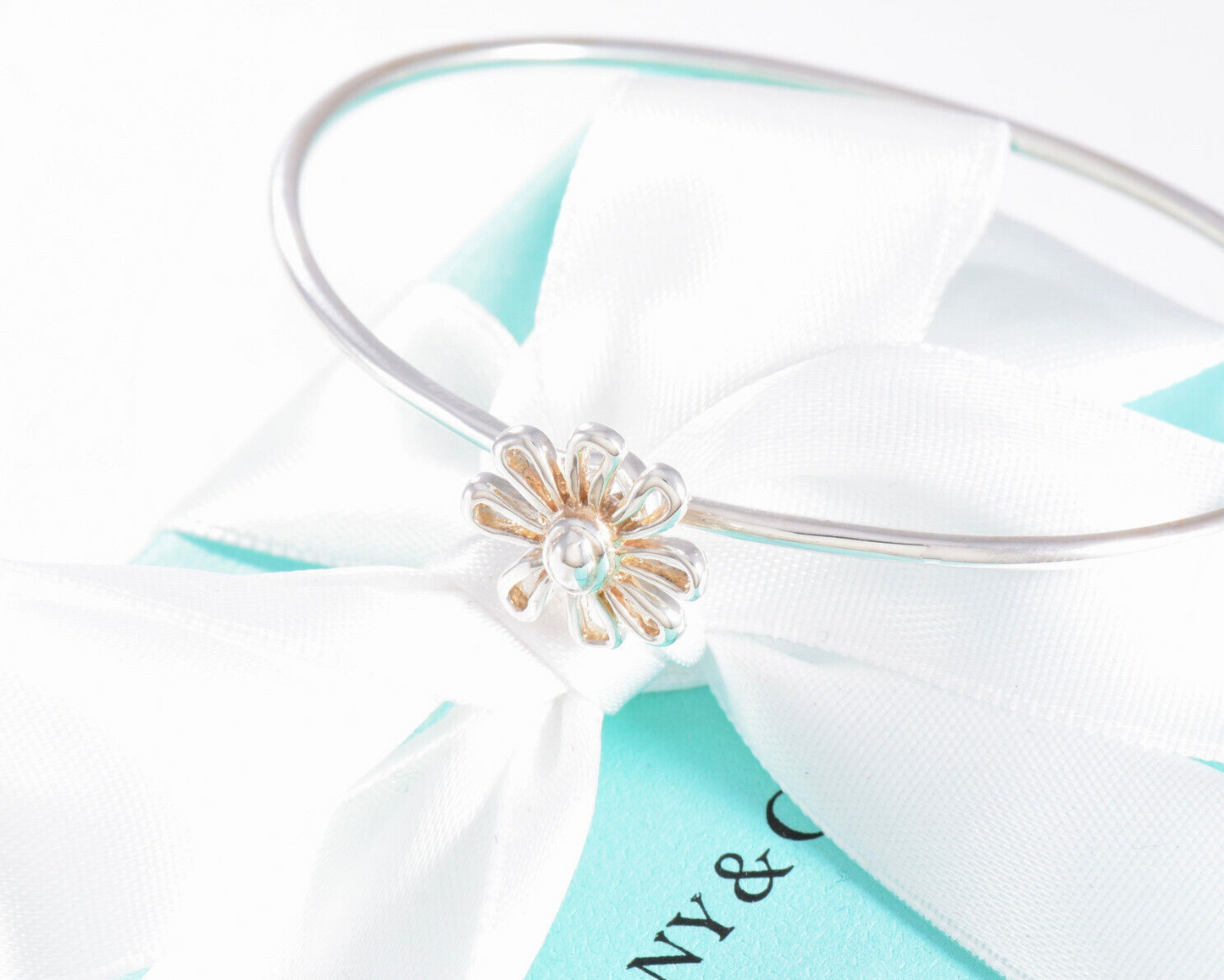 Boxed Tiffany & Co Silver Paloma Picasso Daisy Flower Charm Hook Bracelet Bangle