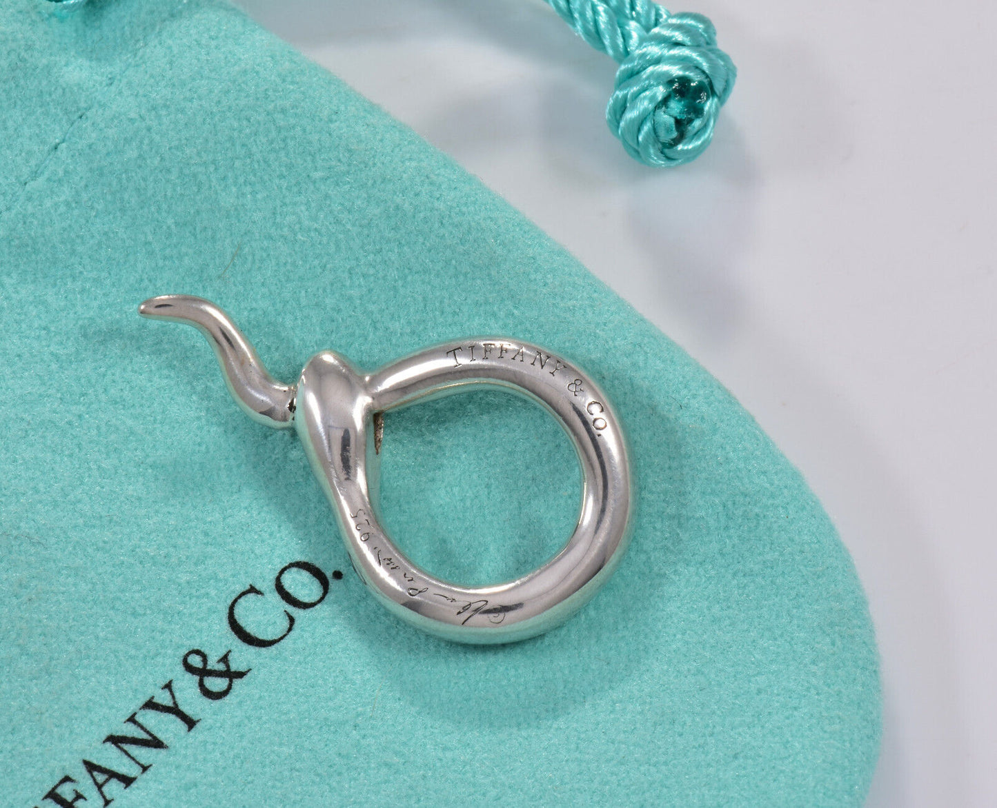 Tiffany & Co Silver Elsa Peretti Snake Charm Pendant for Necklace Bracelet Rare