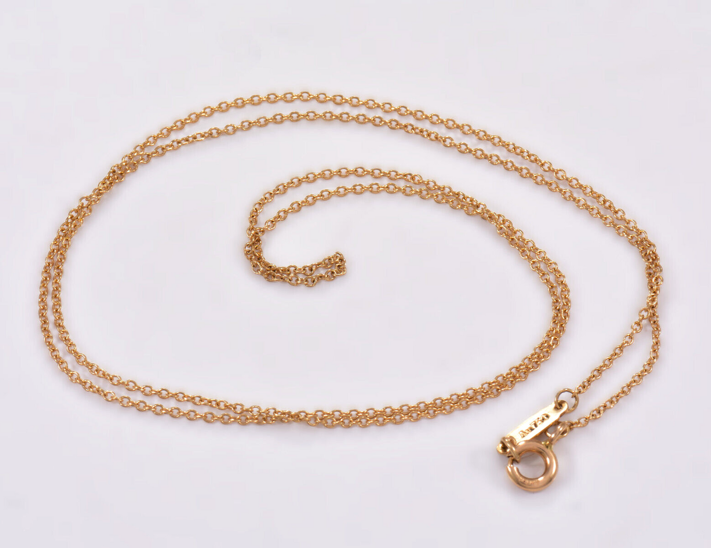 18" Tiffany & Co 18k Yellow Gold Curb Chain Necklace For Pendant in Box Pouch