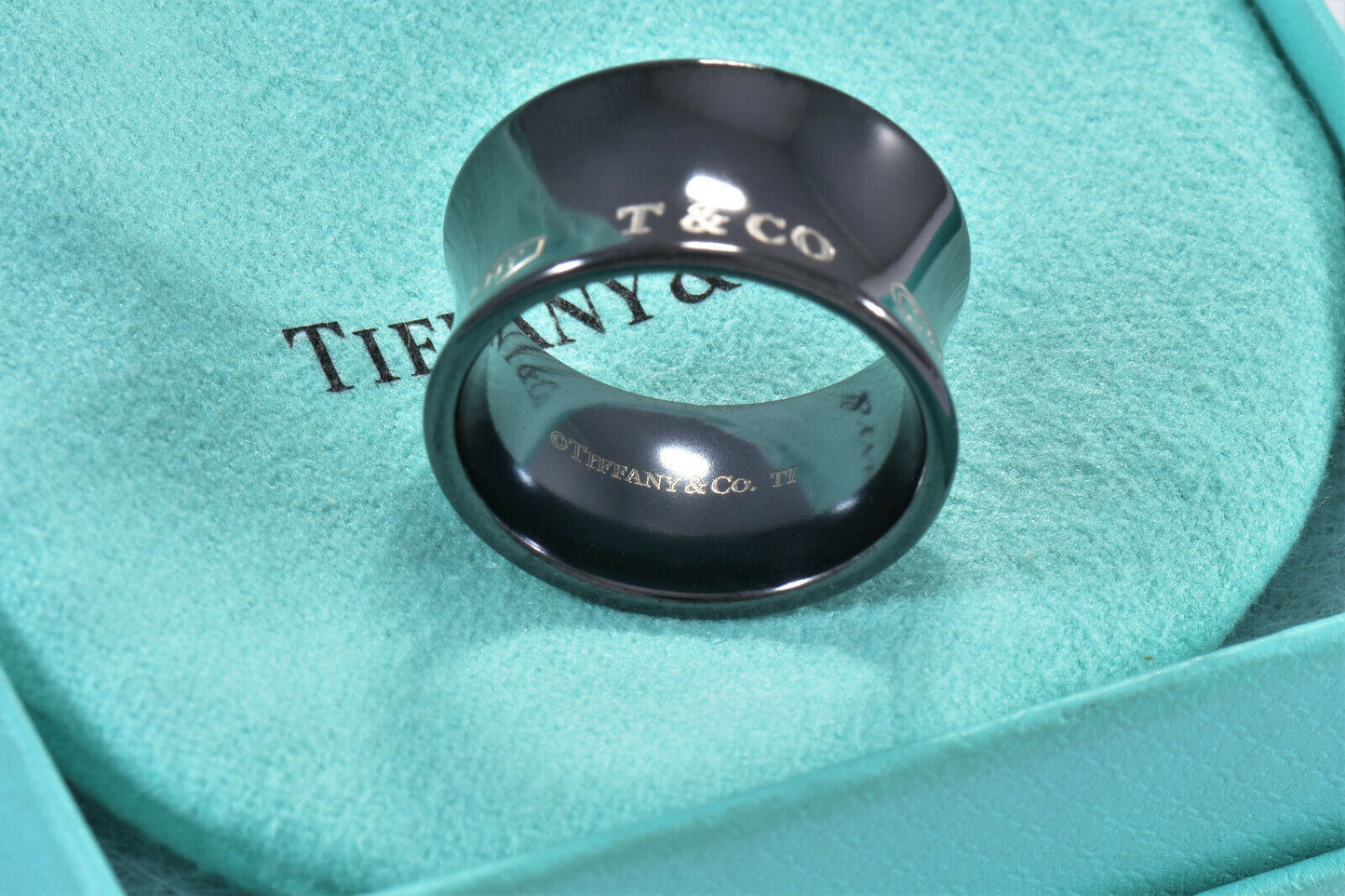 Tiffany & Co Titanium 1837 Wide Concave Band Size 6 Ring in Pouch Unisex Mens