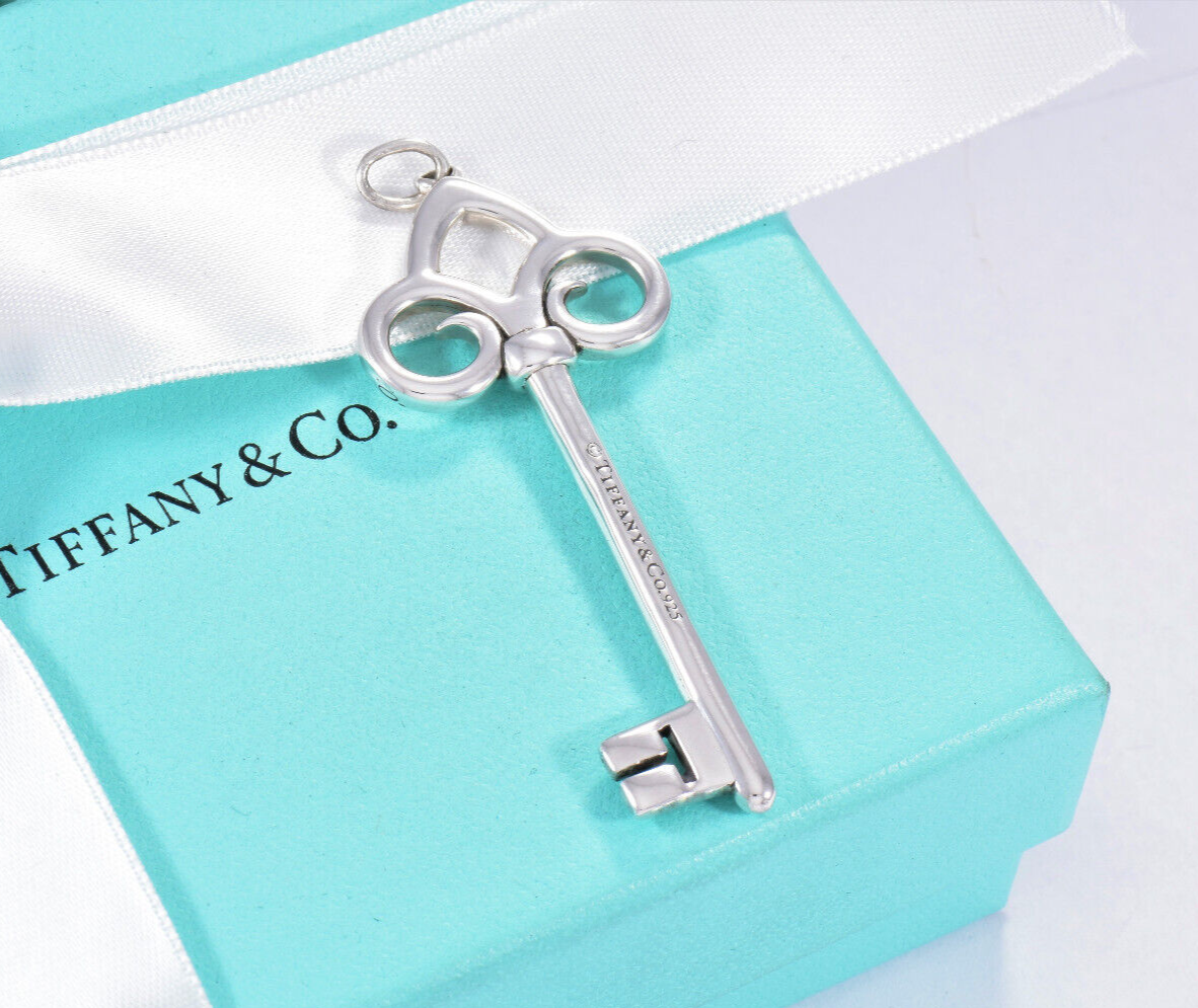 Tiffany & Co Silver Large 2.5" Fleur De Lis Key Pendant for Necklace Bracelet