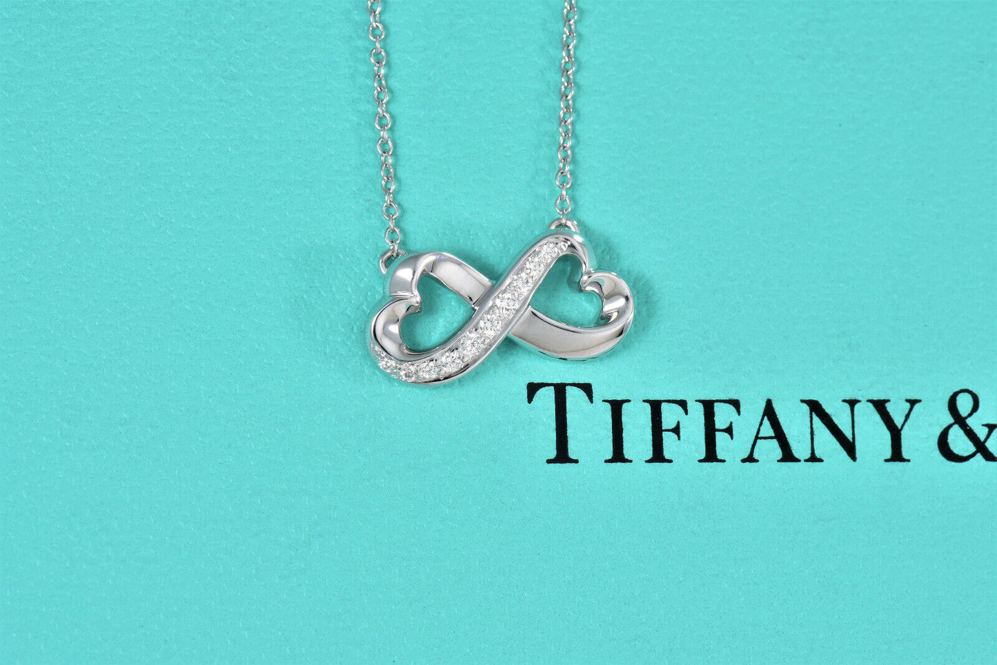 Tiffany & Co Diamond 18K White Gold Picasso Infinity Loving Heart 17" Necklace