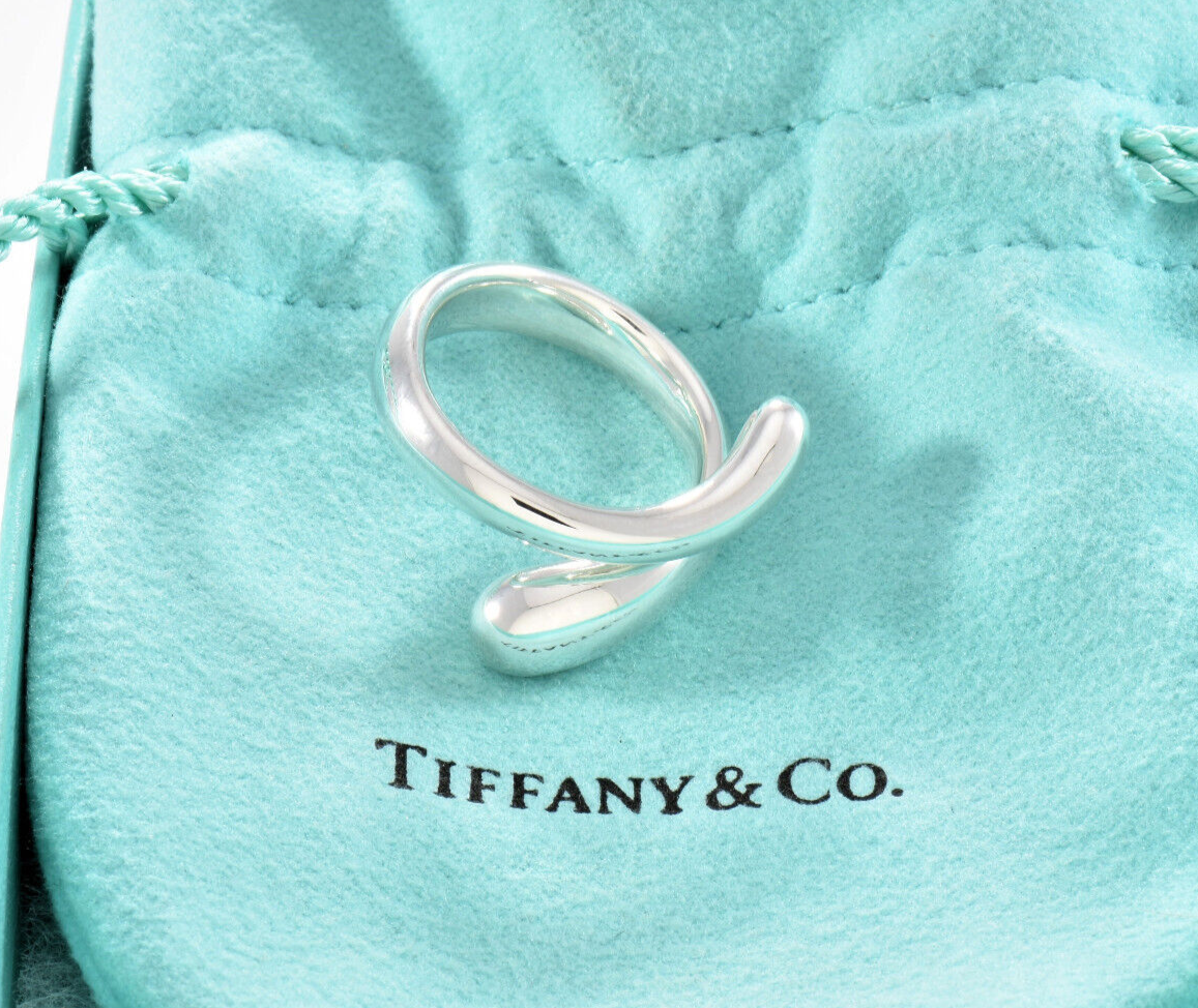 Size 5 Tiffany & Co Sterling Silver Elsa Peretti Teardrop Ring in Pouch Lovely