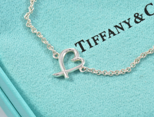 6.25" Tiffany & Co Silver Paloma Picasso Loving Heart Chain Bracelet in Pouch XS