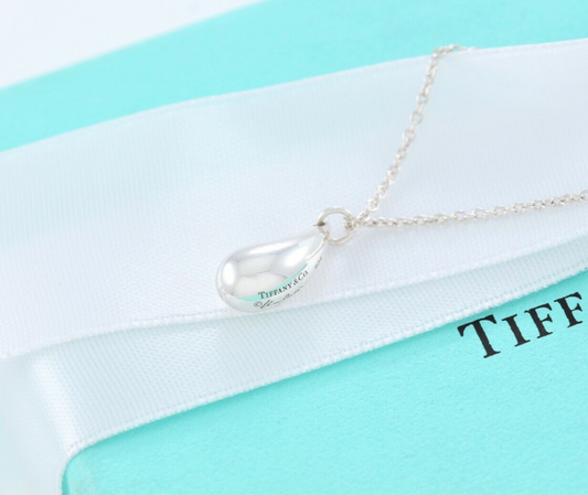 Tiffany & Co Silver Elsa Peretti Teardrop Pendant 16.25" Chain Necklace in Box