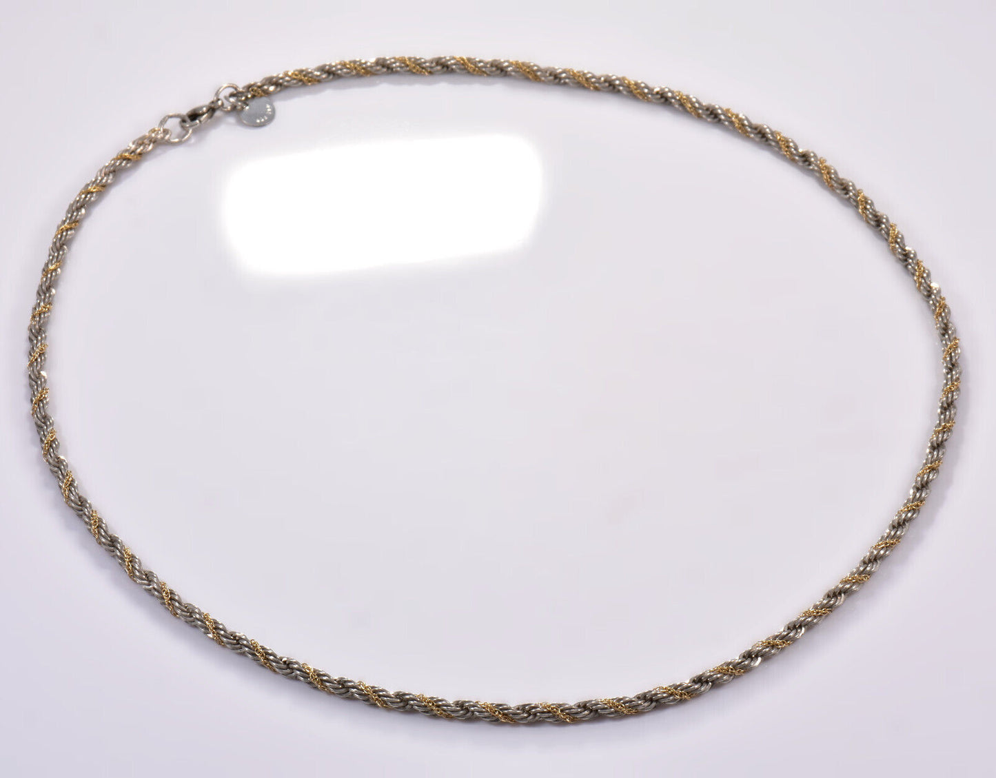 Tiffany & Co 18K Gold Silver 4mm 18" Rope Chain Necklace Unisex Mens Twist Pouch