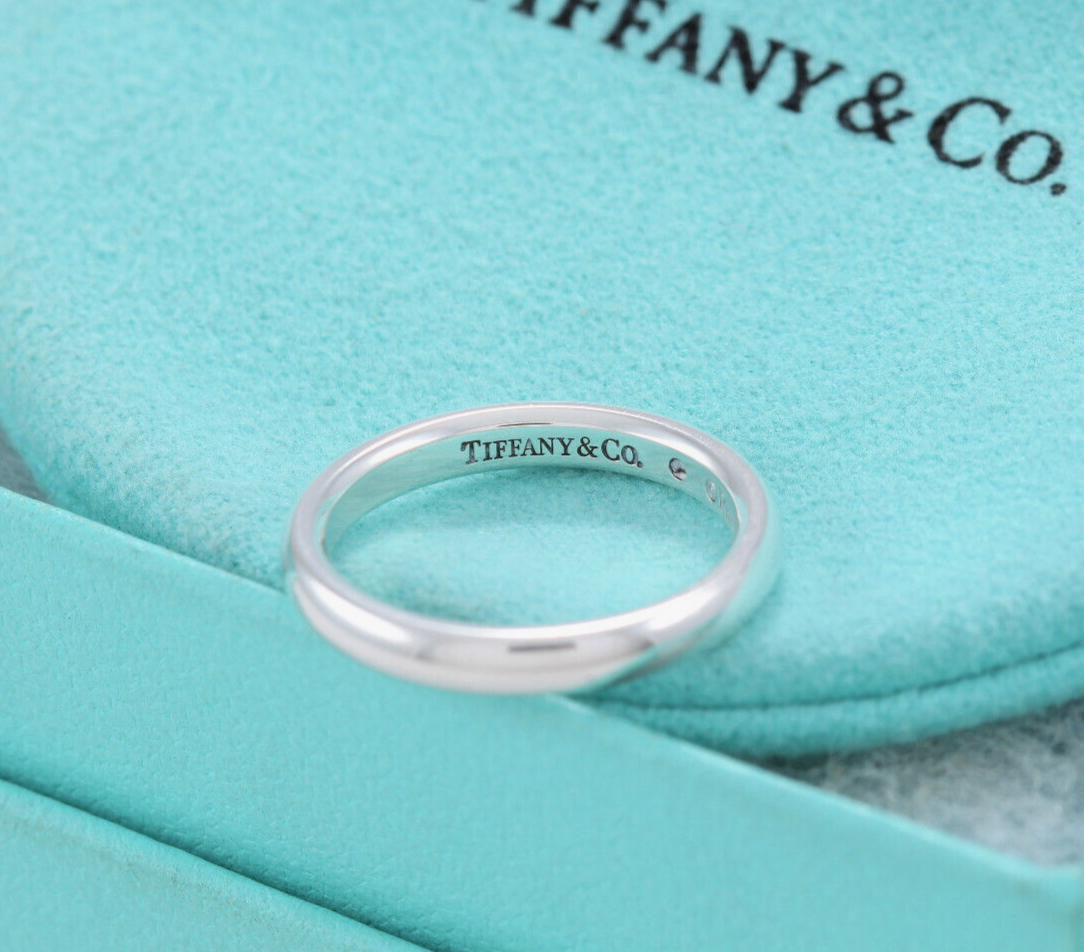 Size 6 Tiffany & Co Sterling Silver Elsa Peretti Diamond Stack Ring in Box Pouch