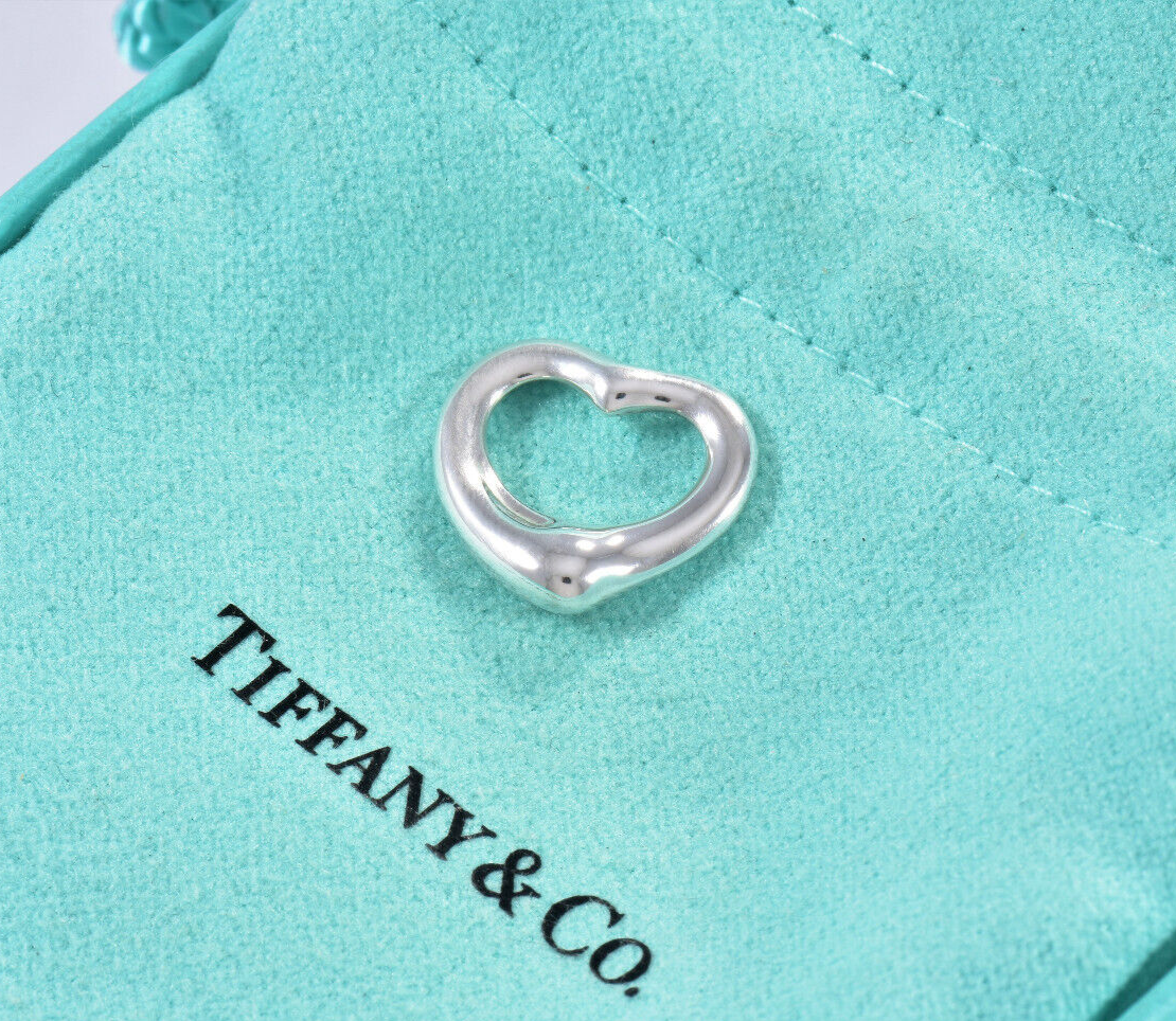 Tiffany & Co Silver Elsa Peretti 16mm Open Heart Charm for Necklace or Bracelet