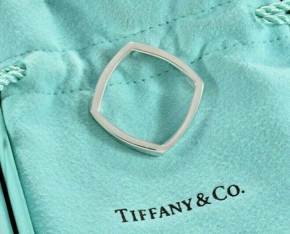 Tiffany & Co Silver Frank Gehry Narrow Torque Square Ring Size 9 in Pouch Rare