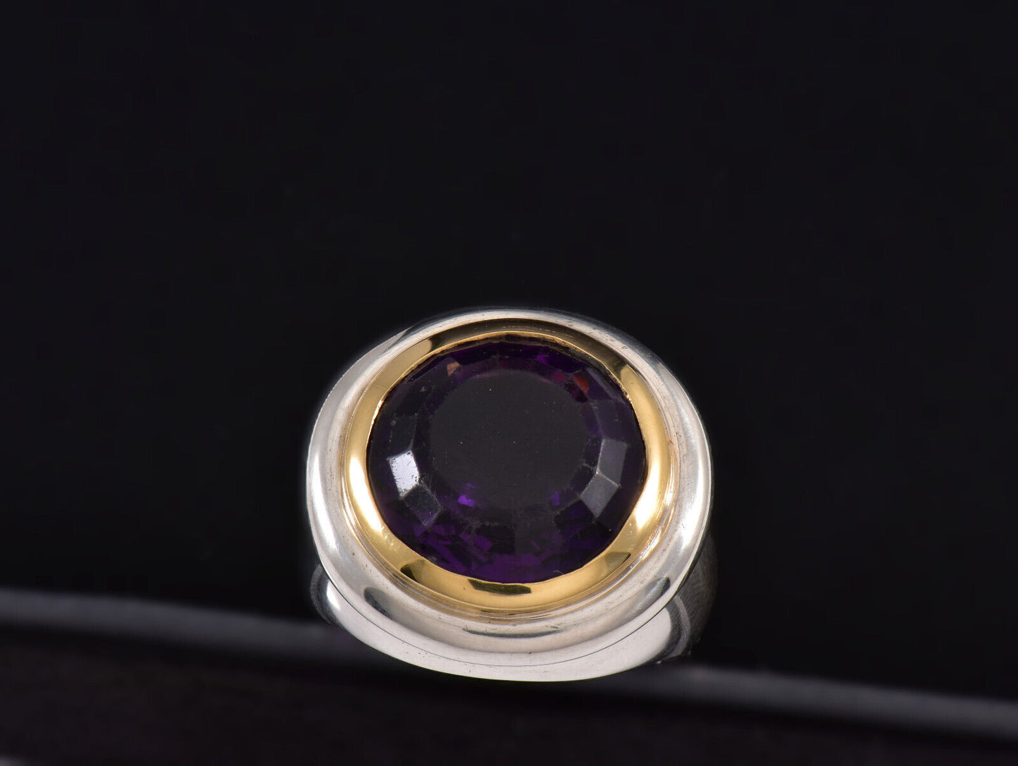 Tiffany & Co 18k Gold Silver Paloma Picasso Large Amethyst Cocktail Ring Size 7