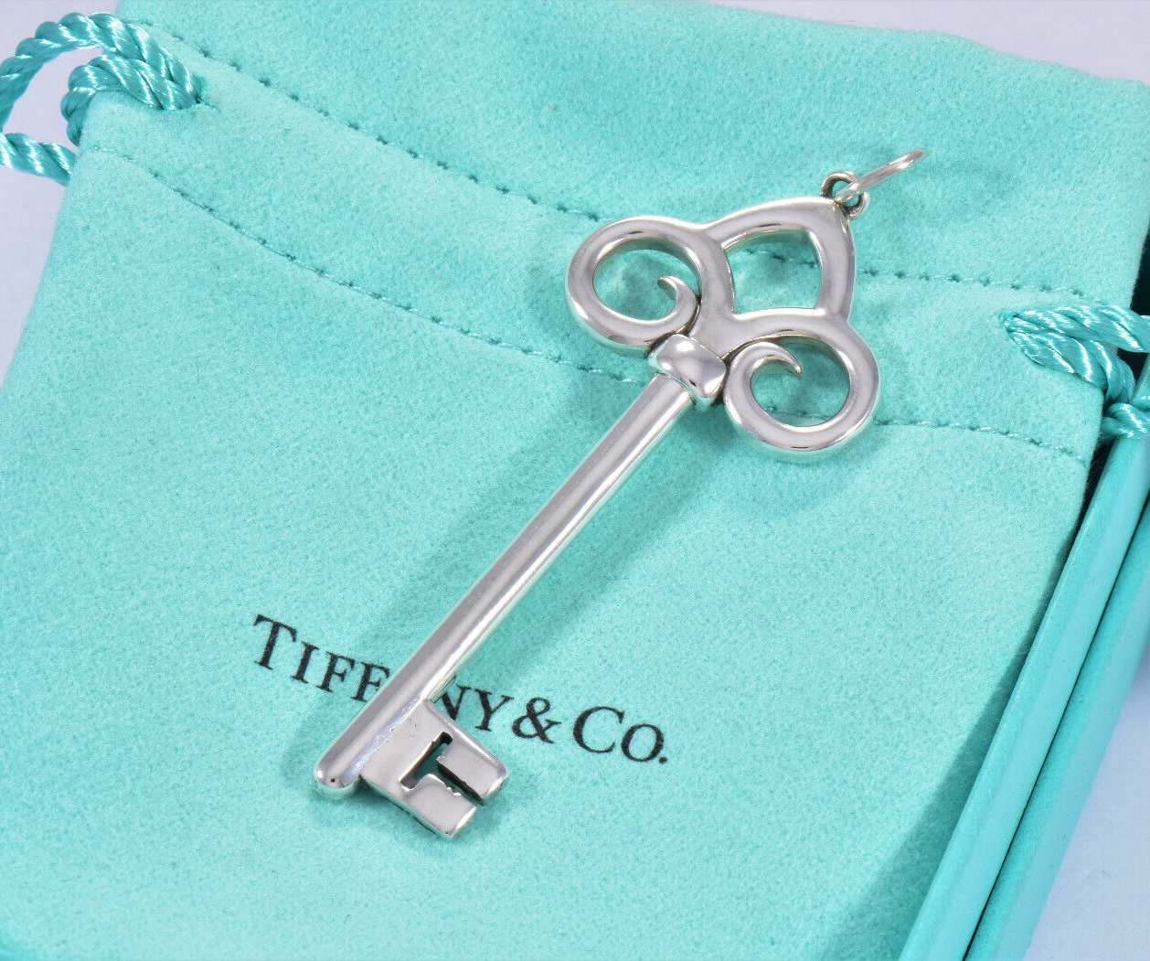 Tiffany & Co Silver Large 2.5" Fleur De Lis Key Pendant for Necklace Bracelet