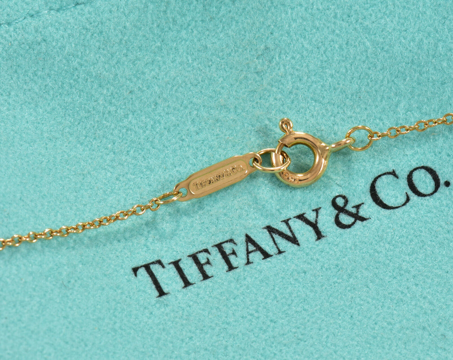 Vintage Tiffany & Co 18K Yellow Gold Puff Heart Swivel Pendant 17" Necklace Rare