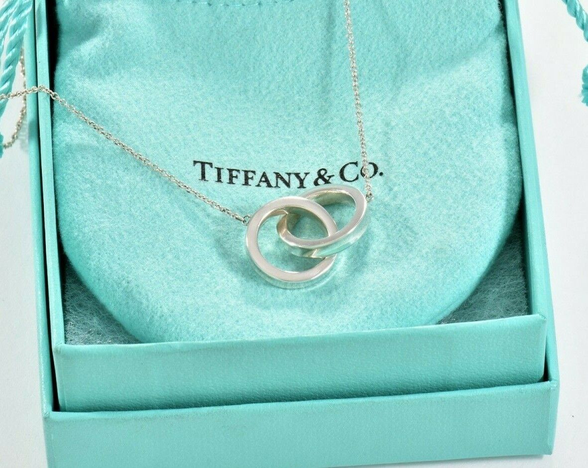 Tiffany & Co Sterling Silver 1837 Interlocking Circles 16.5" Necklace in Pouch