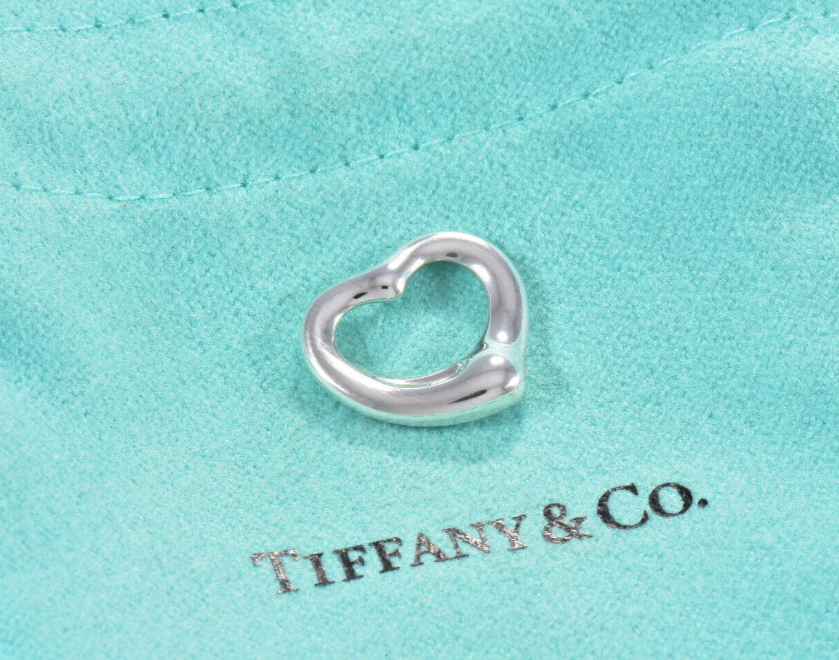 Tiffany & Co Silver Elsa Peretti 16mm Open Heart Charm for Necklace or Bracelet