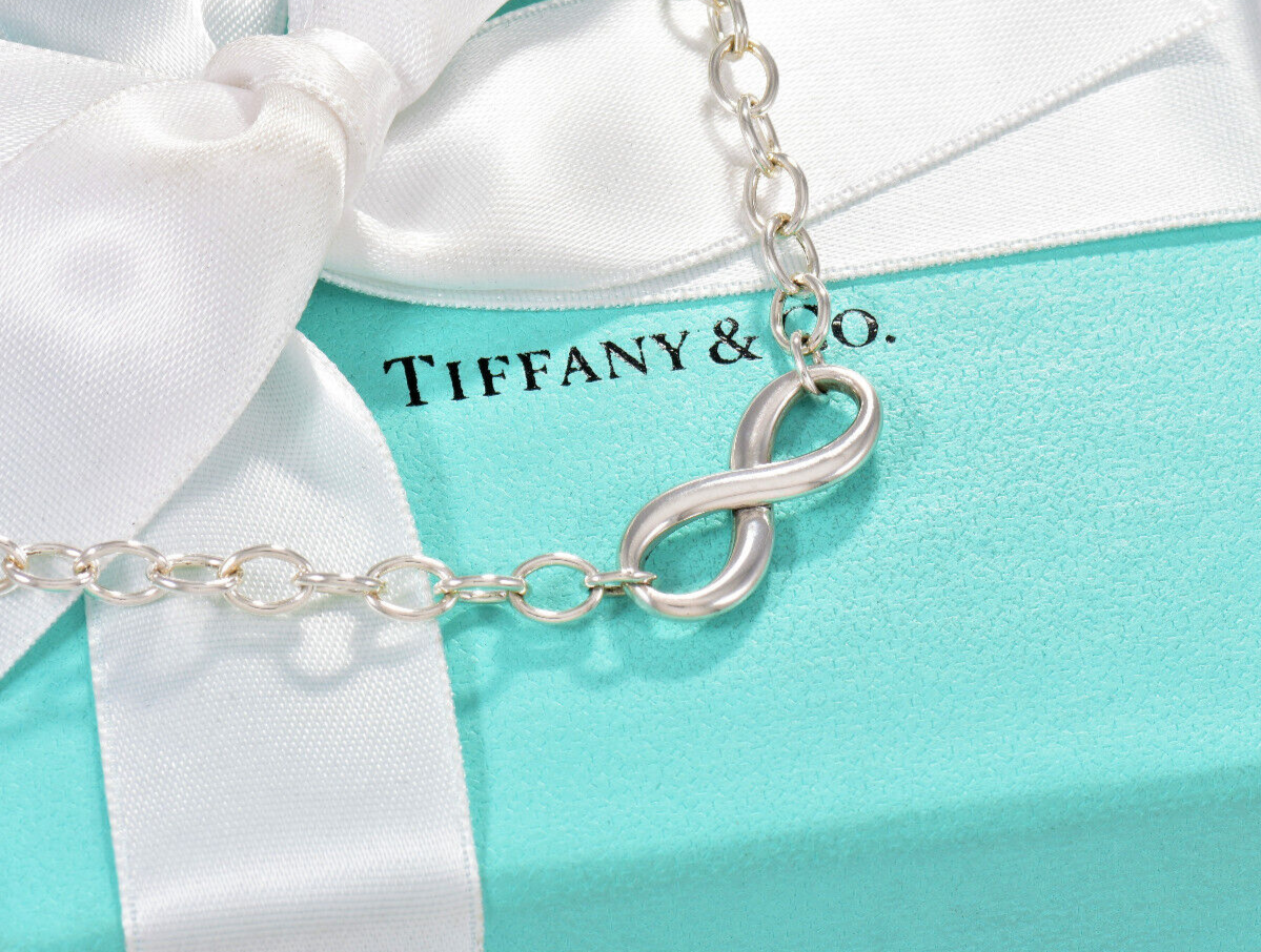 Tiffany & Co Silver Infinity Large Heavy Link 18" Necklace in Box Pouch Rare