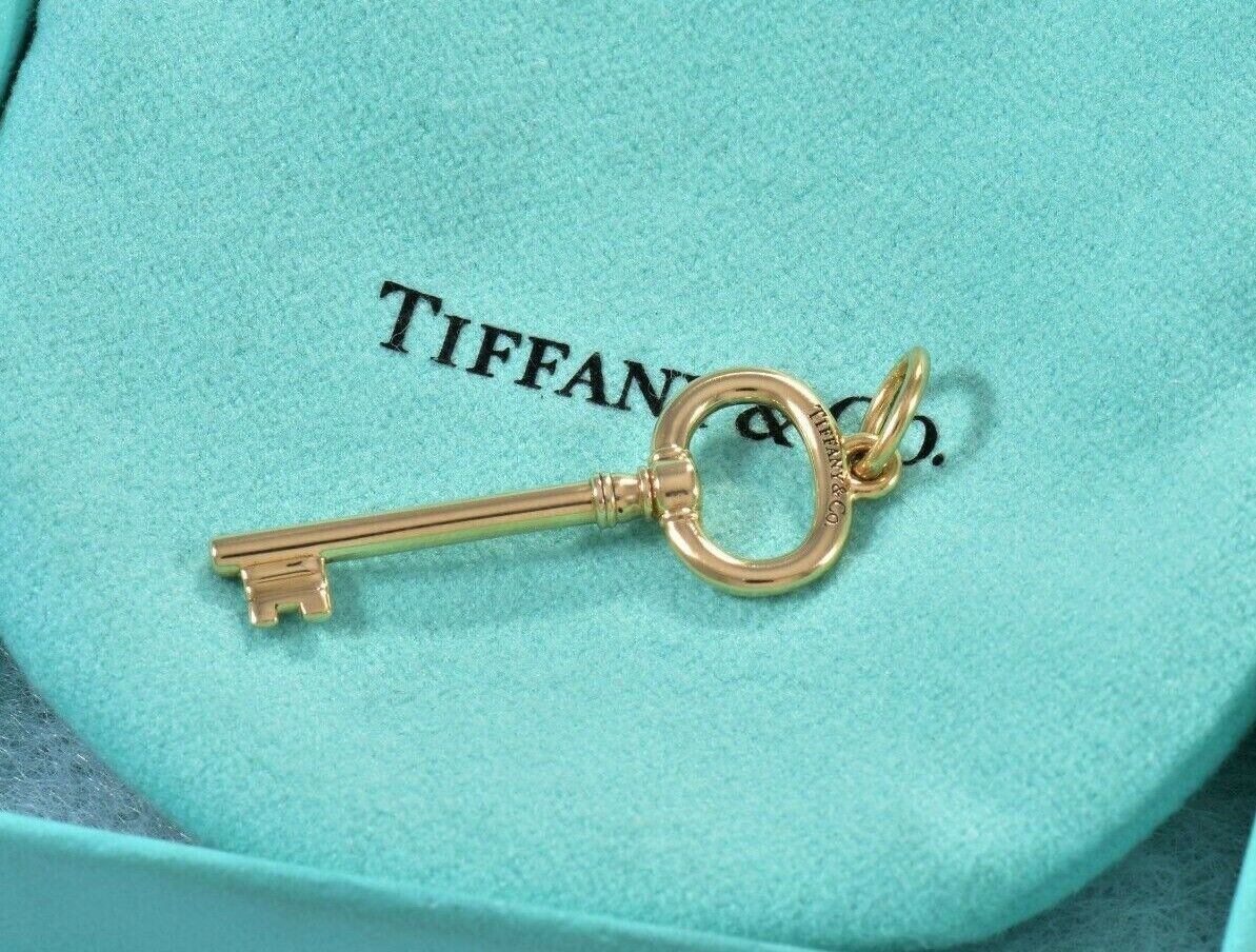 Tiffany & Co 18K Yellow Gold 1.5" Oval Key Charm Pendant for Necklace & Bracelet