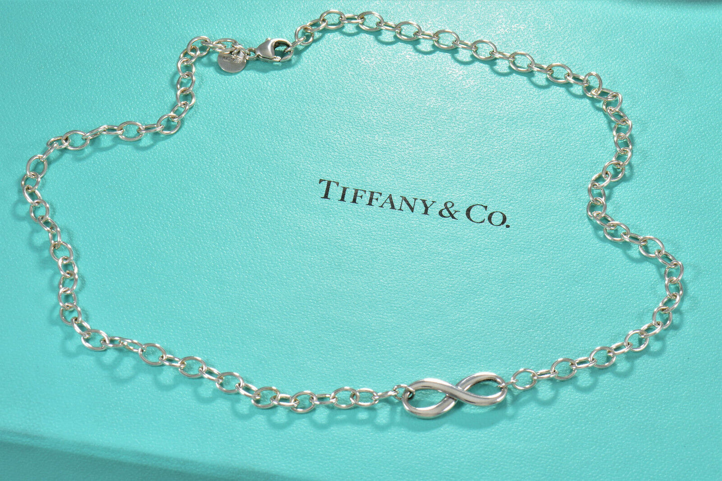 Tiffany & Co Silver Infinity Large Heavy Link 18" Necklace in Box Pouch Rare