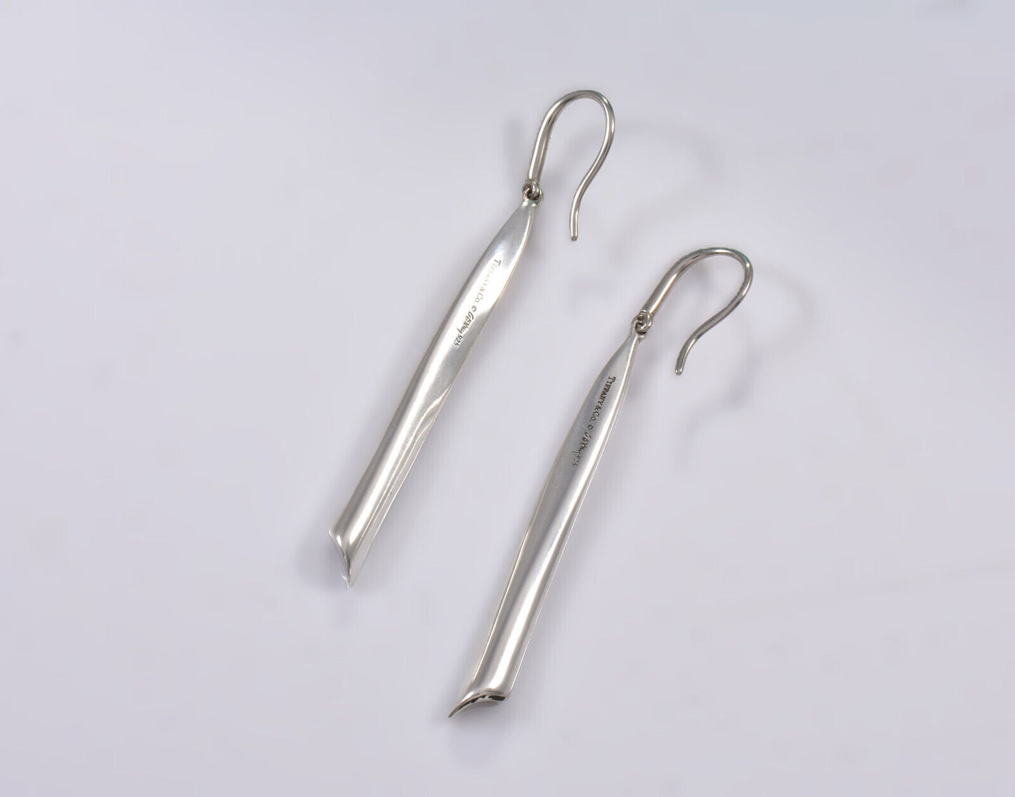 Tiffany & Co Silver Frank Gehry Flux Hook Drop Earrings in Box Pouch Rare Dangle